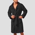 thumbnail image 3 of Hrsba Fleece Robe for Men,Solid Color Double Fleece Turn Down Collar Open Front Sleep Robe With Belt Wearable Outdoor Fall Bathrobe, 3 of 8