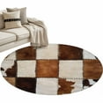 thumbnail image 2 of 4ft Washable Round Rug, Denim Cow Non-Slip Circle Area Rug for Living Room Bedroom, Western Cowboy Indoor Floor Mat for Home Decor, 2 of 9