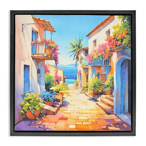 Stupell Industries Scenic Bella Vista Scenic & Cityscapes Painting Black Floater Framed Canvas Art Print Wall Art, 18 x 18