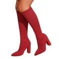 thumbnail image 6 of Women's Stretch Knit Knee High Boots Heel Winter Boots For &, 6 of 9