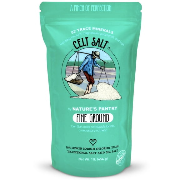 Celtic Sea Salt- Fine Ground 1lb (16oz) Bag Celt Salt By Natures Pantry