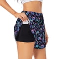 thumbnail image 3 of Lsque Skull Flower Blue Printed Women's Running Shorts with Liner Pockets,Elastic Quick Dry Workout Athletic Gym Yoga Shorts,Womens High Waist Shorts-XX-Large, 3 of 9
