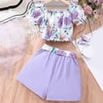 thumbnail image 5 of NIEWTR Girls Two Piece Sets Short Sleeve Tshirts and Drawstring Shorts With Pockets Summer Outfits Size 6-14 2Pcs Summer Beach Outfits 8-9 Years,Purple, 5 of 9