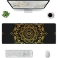 thumbnail image 4 of XL Large Mouse Pad, Extended Gaming Mousepad Design with Vintage Gold Mandala Flower, Big Long Mousepad Desk Mat for Laptop, Keyboard and Computer for Gifts Decor Men Office, (Gold, 31.5*11.8 Inches), 4 of 6