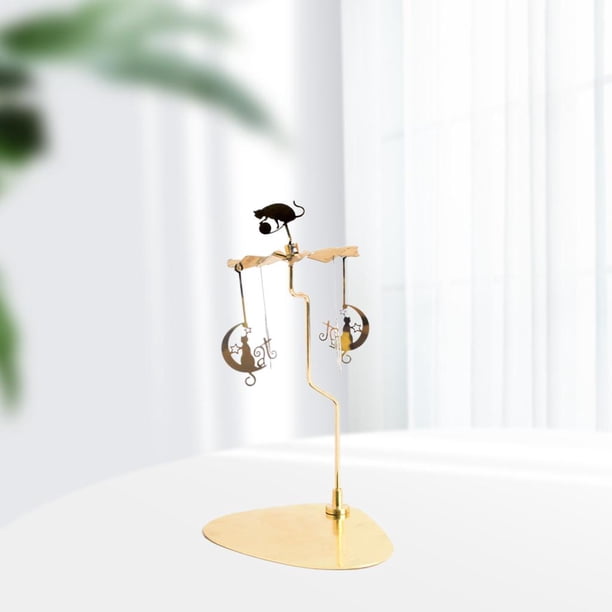 Giratorio Candle Tea Light Holder Table Home Desktop Decor , Gato triángulo g Soledad Candelero giratorio