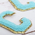 thumbnail image 5 of 3 Pack Chenille Iron On Glitter Varsity Letter "C" Patches - Blue Chenille Fabric With Gold Glitter Trim - Sew or Iron on - 8 cm Tall, 5 of 8