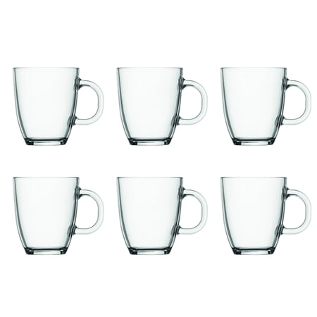 Road 12 Oz Mug - Bistro Coffee Mug 6-Pack, 12 Oz., Clear