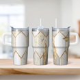 thumbnail image 2 of 20oz Geometric Design Insulated Travel Mug, Stainless Steel Double Wall Tumbler with Handle Leak Proof Texture Straw, 2 of 5