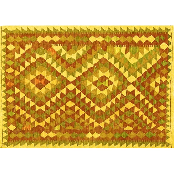 Ahgly Company Indoor Rectangle Southwestern Yellow Country Area Rugs, 7' x 10'