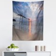 thumbnail image 1 of Nautical Tapestry, Sunbeams and Old Bridge at Pilai Beach Sunset Thailand Tropical Seascape Picture, Fabric Wall Hanging Decor for Bedroom Living Room Dorm, 5 Sizes, Grey Beige, by Ambesonne, 1 of 1