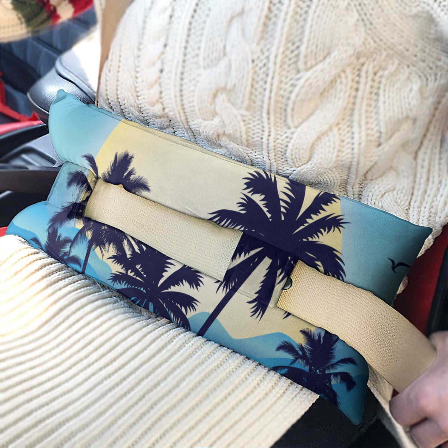 Tropical Palm Trees Post Surgery Cushion - Easy Care Seatbelt Pillow for Women
