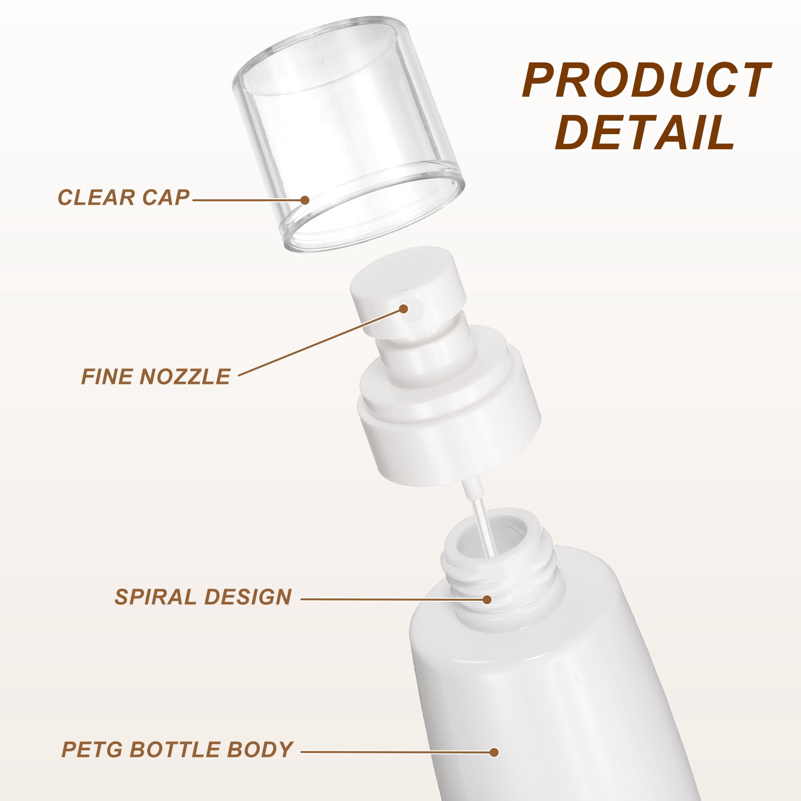 3Pcs Small Spray Bottles, 100ml/3.4 oz Travel Size Spray Bottle Fine Mist with Labels (Cylinder, White/Clear)