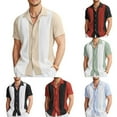 thumbnail image 3 of Men Casual Vintage Bowling Shirt Hawaiian Short Sleeve Button Down Loose Shirt, 3 of 7