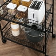 thumbnail image 2 of Kitchen Cart With Side Hooks. 3 Tier Rolling Storage In Rustic Brown, 2 Sliding , 360° Wheels For & Dining Room Organization Brown. Tier, Hooks Efficient And, 2 of 6