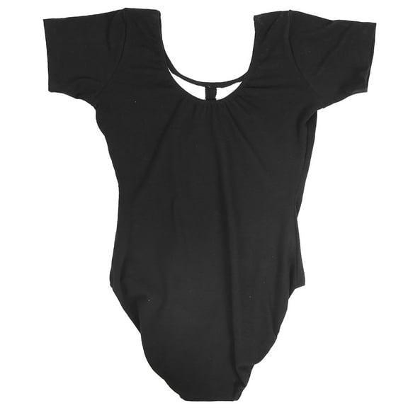 Short-Sleeve Gym Practice Wear, L V-Neck Ballet Dance Leotard for Women