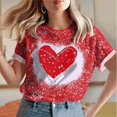 thumbnail image 2 of mihongmao Valentine Shirts for Women Short Sleeve Women Round Neck Print Casual Print Short Sleeved Short Sleeved Round Neck Top/shirt Red S, 2 of 6