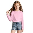 thumbnail image 4 of Girls Long Sleeve T-Shirt Kids Casual Crew Neck Lightweight Breathable Mesh Athletic Tee Basic Casual Active Top for Daily Sports Outdoor Wear(Pink,2-3 Years), 4 of 8