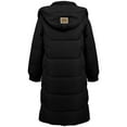 thumbnail image 3 of Women's Stand Collar Mid-Length Cotton Padded Coat with Removable Hood & Pockets, Black Long Sleeve Zipper Design, Windproof Warm Heavyweight Casual Jacket for Spring Autumn Winter, S-XL, 3 of 11