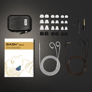 BASN MMCX Triple Driver in-Ear Monitors with Rich Bass, HiFi Stereo IEM Earphones with Upgraded Detachable Cables for Audiophiles Musicians (Purple Aurora)