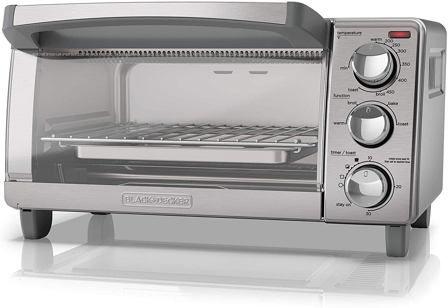 BLACK+DECKER 4-Slice Stainless Steel Convection Toaster Oven (1150-Watt) in  the Toaster Ovens department at