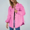 thumbnail image 2 of Women's Solid Washed Denim Shirt Jacket With Hem Street Style Outerwear, 2 of 2