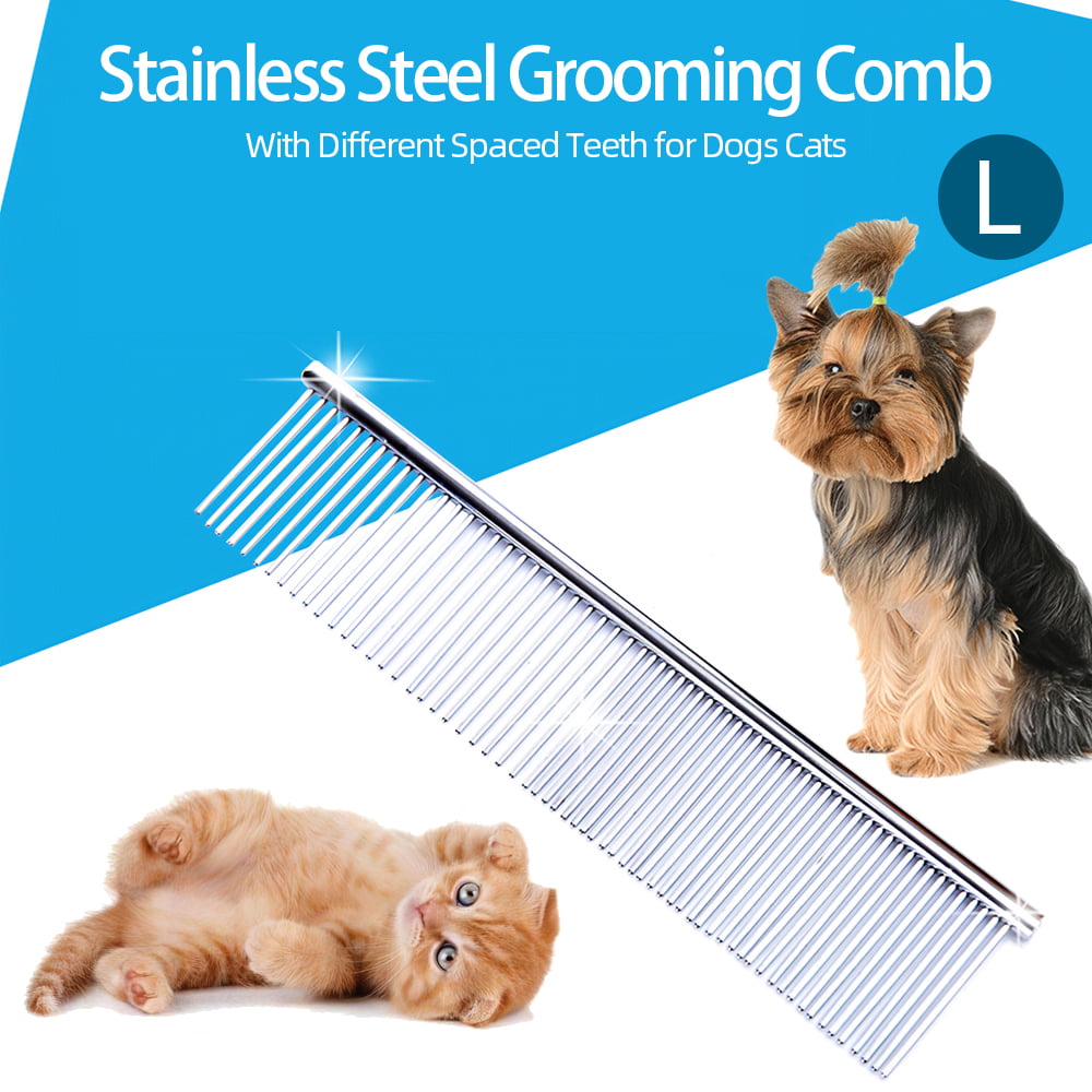 Pet Stripe Bright Grooming Comb Dog Cat Stainless Steel Cleaning Hair Trimmer