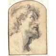 thumbnail image 2 of Benedetto Luti 14x18 Black Ornate Wood Framed Double Matted Museum Art Print Titled - Study of the Head of Saint Crispin (1710), 2 of 5