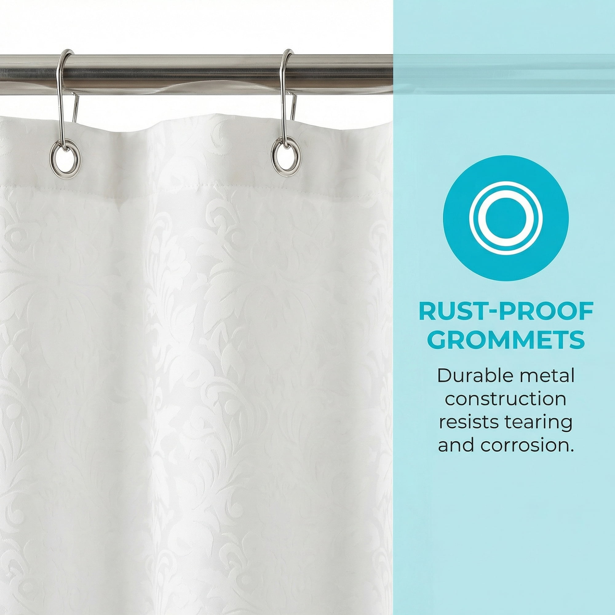 Unique Bargains Clear Shower Curtain Sets with 12 Hooks White 71"W x 71"L