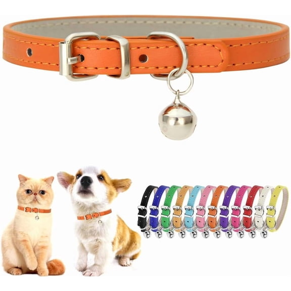 Pink Puppy Collar with Bell Girls PU Leather Small Dog Collars for Female Dogs Adjustable Buckle Kitten Cat Collar with Bells for XXS XS Tiny Little Extra Small Breed Female Pets Like Chihuahua, S