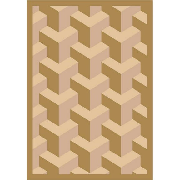 Joy Carpets 1505B-02 Rooftop Beige 3 ft.10 in. x 5 ft.4 in. 100 Pct. STAINMASTER Nylon Machine Tufted- Cut Pile Whimsy Rug