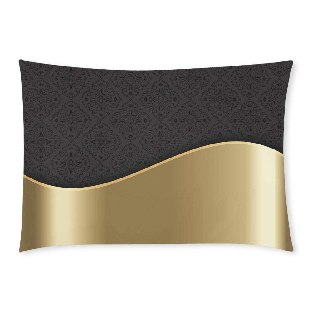 WOPOP Elegant Black Gold Damask Pillow Case Pillow Cover Two Sides