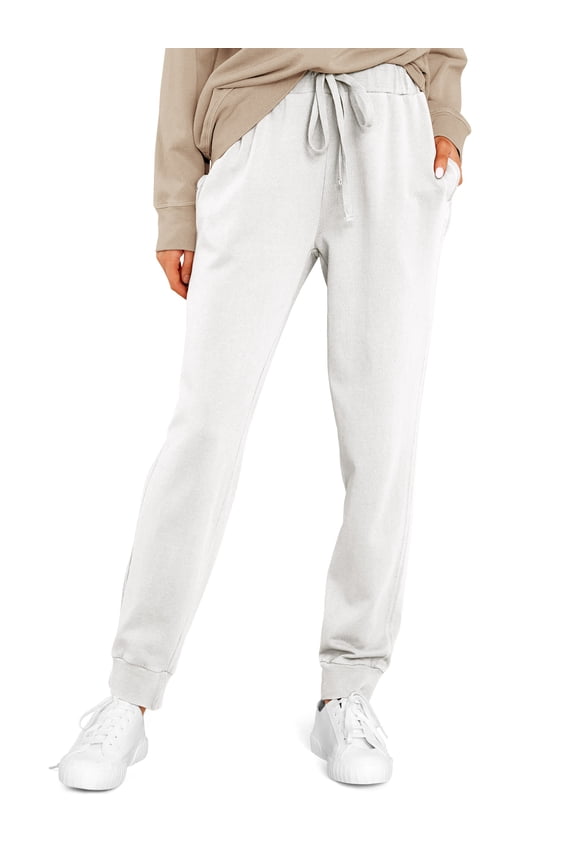 Womens Jogger Pants French Terry Lightweight Cotton Blend Casual Sweatpants with Pockets