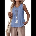thumbnail image 3 of Camisetas de Sin Mangas para Mujer, Blusas Informales Holgadas con Cuello en V, Blusas Tipo Túnica, Color Azul , Talla M, 3 of 9