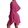 thumbnail image 5 of JGGSPWM Split Side Down Collar Button Long Sleeve Cardigan Shirt Blouses Skirt Beach Bathing Suit Swim Coverup Pink M, 5 of 5