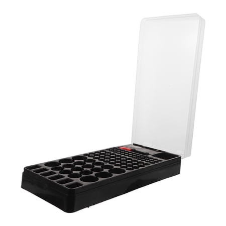 FOMIYES Battery Case Organizer for Home with Portable Tester and Clear Plastic Compartments
