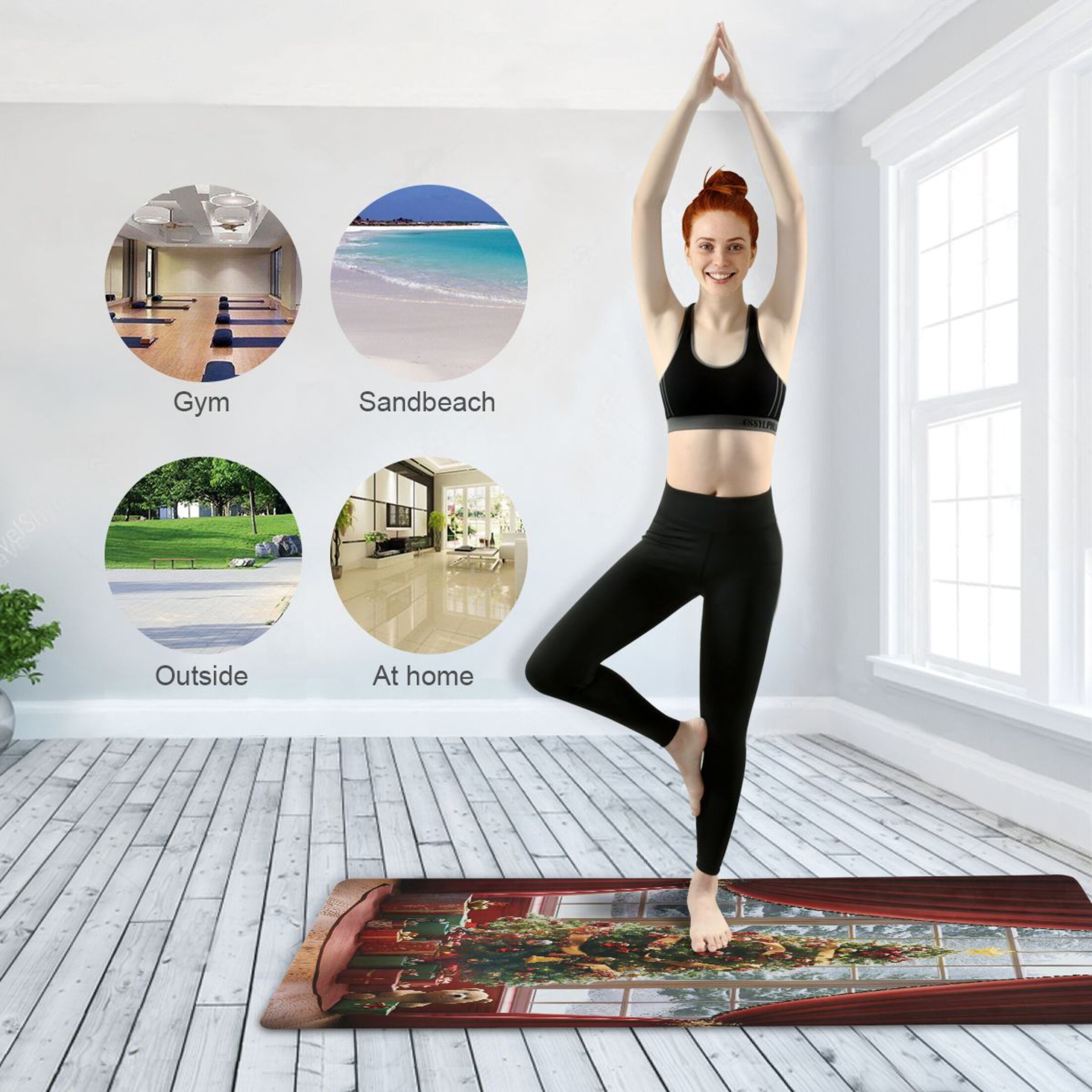 BZSMCE Yoga Mat Women Christmas Tree with Gifts Fitness Mat