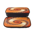 thumbnail image 5 of Picia Orange Rotating Pattern Large Capacity PU Leather Pencil Case Organizer Pen Marker Holder Double Zipper Storage Bag Big Pencil Pouch for College Office, 5 of 6