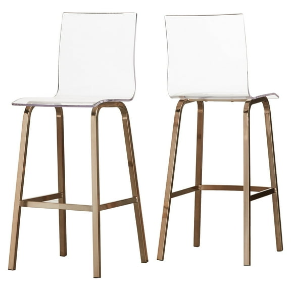Chelsea Lane Acrylic and Champagne Gold Swivel Stool, Set of Two, Multiple Heights