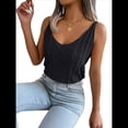 thumbnail image 3 of Camisetas Sin Mangas de Punto con Cuello en V para Mujer, Camisetas Informales Sin Mangas de Verano 2025, Suéter, Chaleco. Negro S, 3 of 10