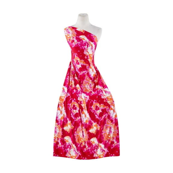 Zelouf Rayon Spandex Knit Print  , Sewing, DIY, Crafts Fabric by the Yard, 281 Fush/orange, 3 Yard