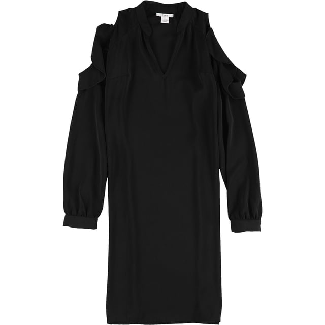 bar III Vestido camisero con hombros descubiertos para mujer, negro, mediano