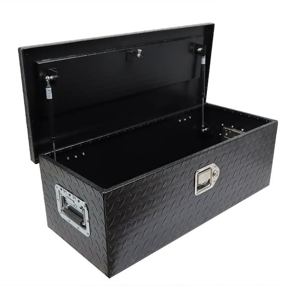 munirater 30in Cuboid Aluminum Truck Tool Box for Truck Pick Up RV Trailer Storage Black
