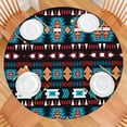thumbnail image 2 of Blue and Orange Geometric Boho Pattern Round Fitted Tablecloth with Elastic Edge,Dining Table Cover Waterproof,Outdoor Round Tablecloth for Camping,Dining,Indoor and Outdoor, 2 of 7