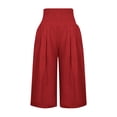 thumbnail image 5 of Mrat Womens Casual Trousers Solid Color Elastic High Waist Wide Cropped Leg Loose Running Climbing Capris Pants Trousers Pocket Pants Hot Pink XXXL, 5 of 5