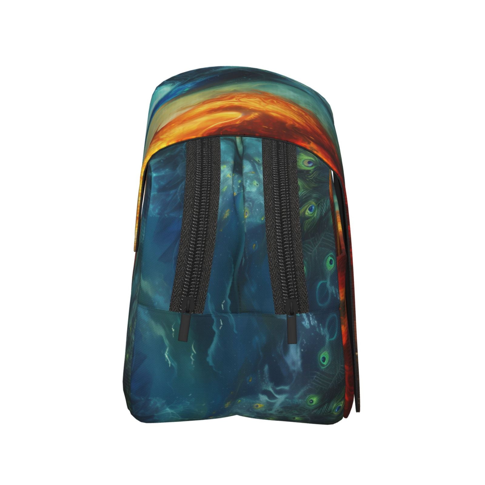 Rateoe Red And Blue Fire Peacock Pattern Double Clamshell Pen Case, Storage Organizer with Two Zipper Compartments– Holds Up to 50 Pencils & Pens