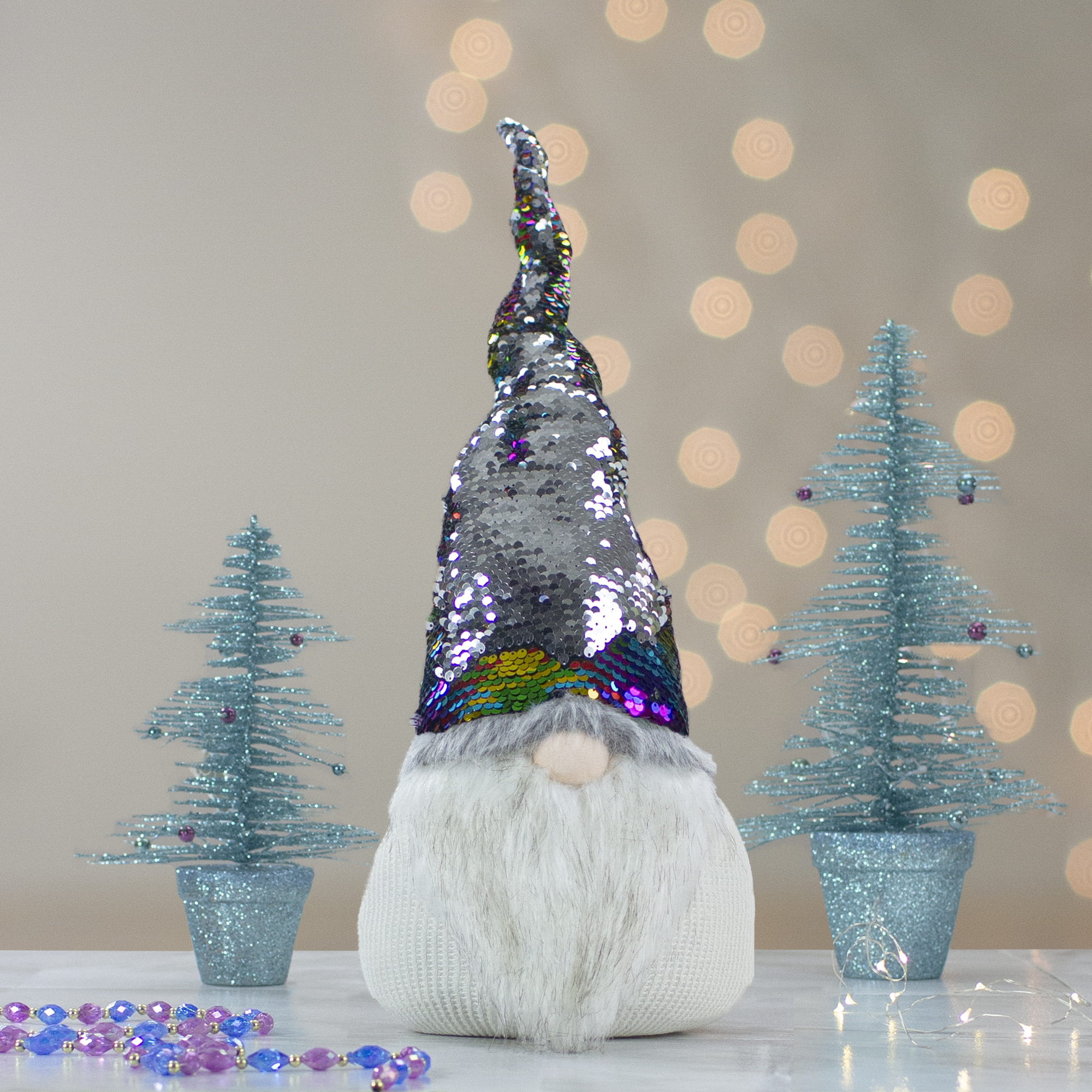 Northlight Gnome with Rainbow Flip Sequin Hat Christmas Decoration - 24"