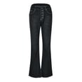thumbnail image 5 of YUIVH Trendy Jeans Women's Loose Wide Leg Pants Fashionable Casual Mid Rise Buttoned Striped Thin Flared Jeans Comfy Stretch Denim Capri Short Jeans, 5 of 9