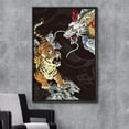 thumbnail image 2 of wall26 Framed Canvas Print Wall Art Japanese Style Watercolor Tiger &amp; Dragon Animals Cultural Illustrations Pop Art Traditional Scenic Vibrant Ultra for Living Room, Bedroom, Office - 24"x36, 2 of 5