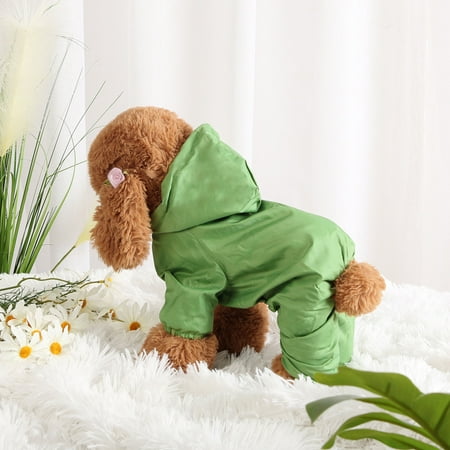 Dog Nylon Raincoat - Water Resistant Dog Raincoat L-L Pet Clothes Lightweight Rain Jacket Poncho Nylon Puppy Hooded Rainwear, Green