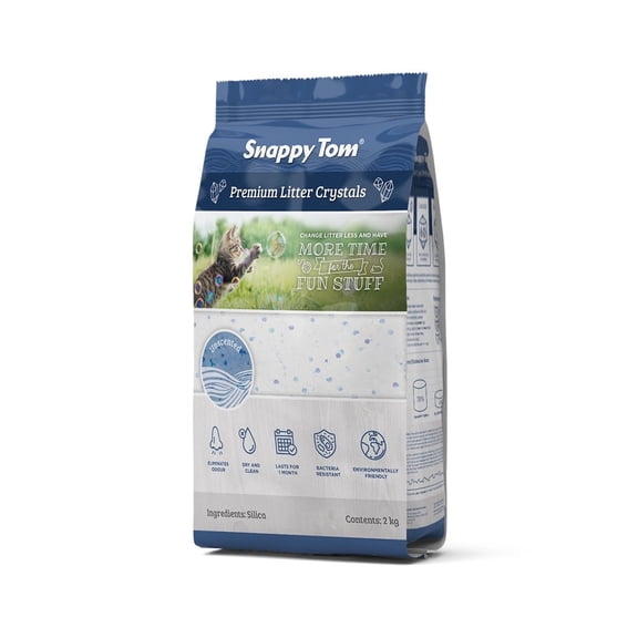 Snappy Tom Premium Litter Crystals, Unscented Cat Litter, 2 kg / 4.4 lb